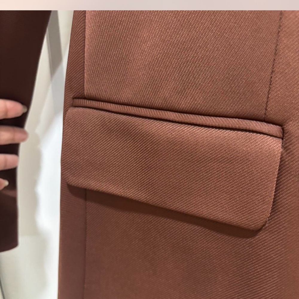 Adrianna Papell Rust-Brown Single-Button Blazer - Picture 3 of 5